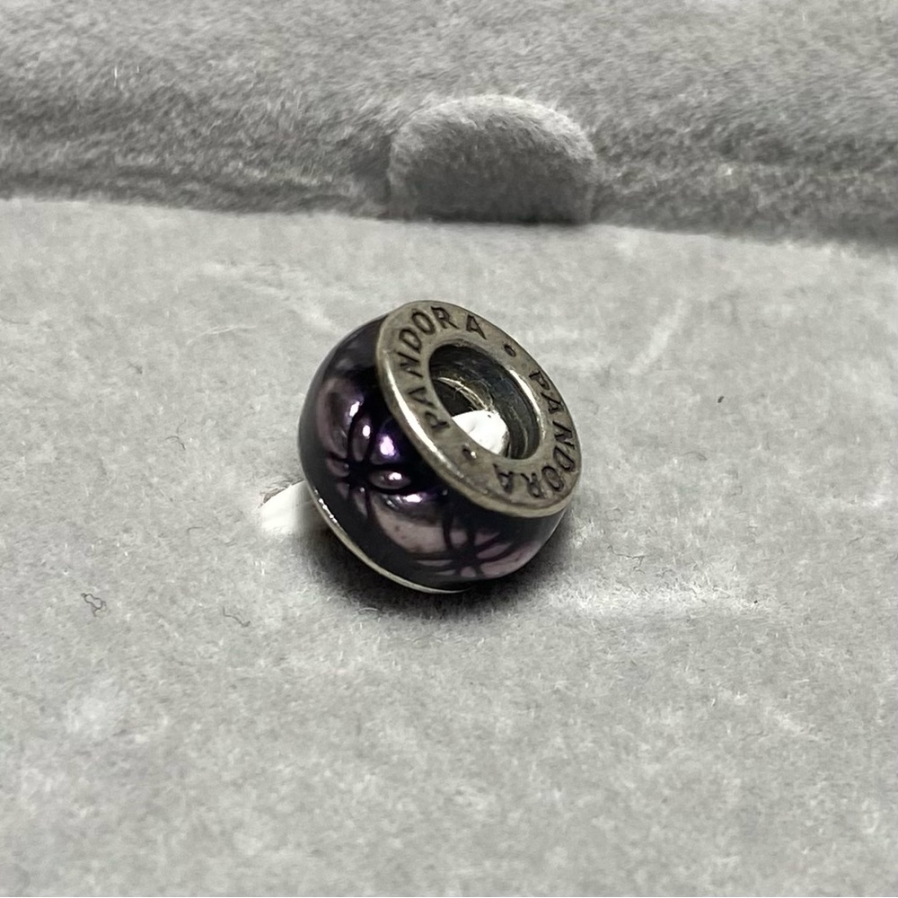 RETIRED PURPLE FLORAL VINTAGE ENAMEL SPACER